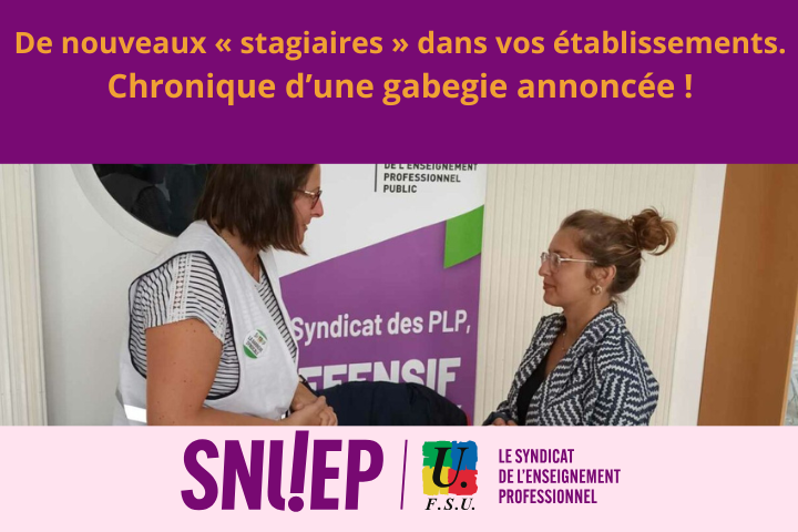 Photo d'une représentante du SNUEP-FSU qui échange avec une stagiare